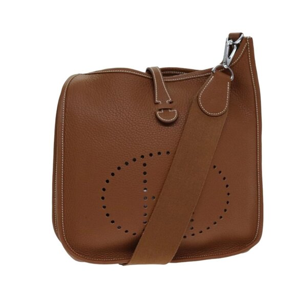 HERMES Evelyn 2 PM Shoulder Bag Taurillon Clemence Gold Auth 74761A - Picture 1 of 16